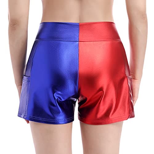 Metallic Rave Shorts for Women - Shiny Hot Pants Disco Dance Bottoms Halloween Cosplay Clubwear