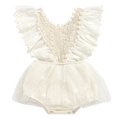 IMEKIS Baby Girls Boho Lace Romper Dress Newborn Outfits