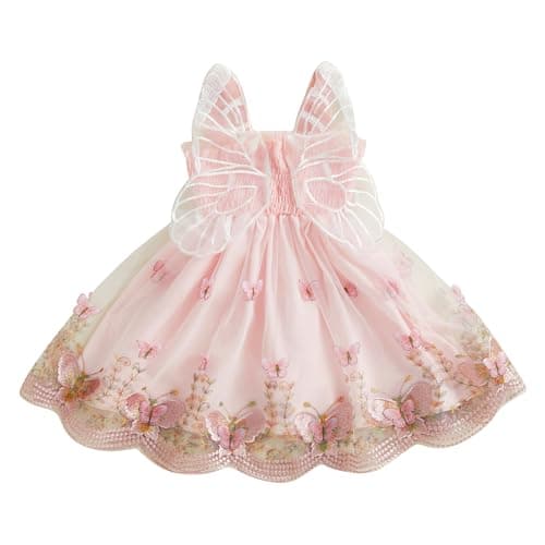 Ginevsal Toddler Butterfly Sleeveless Summer Dress Flowers Tulle