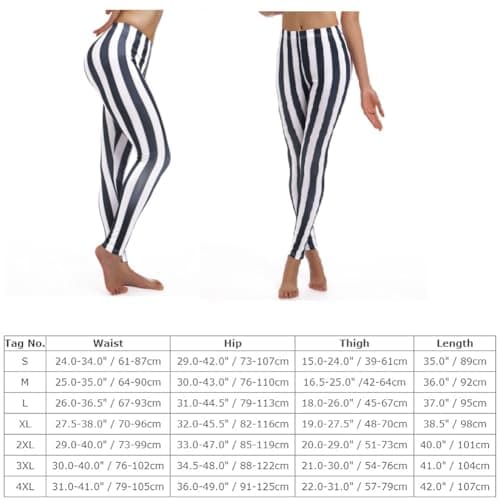 Women's Black and White Striped Leggings Halloween Costume