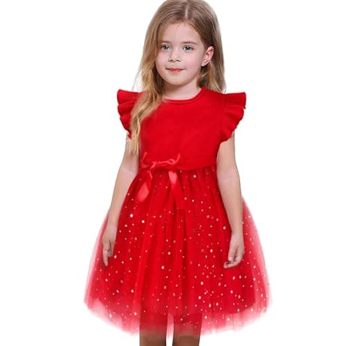 Sinhoon Toddler Girl Tulle Summer Ruffle Dresses 1-6Y