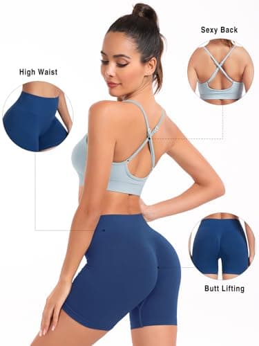 High Waisted Yoga Shorts and Strappy Sports Bra Gym Set for Women