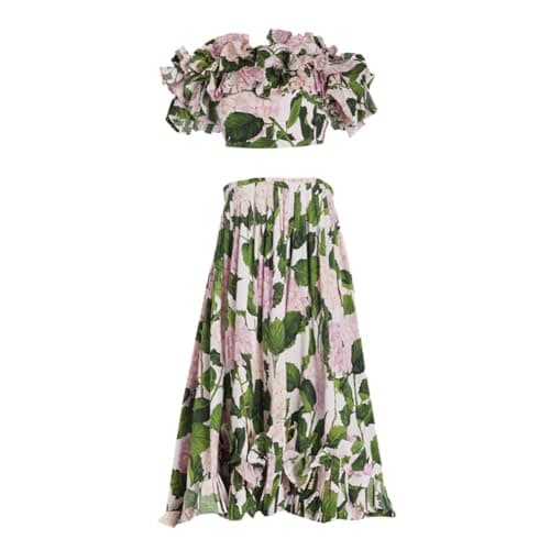 IMEKIS Floral Print Bikini Set with Skirt for Women