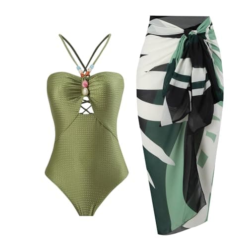 Women's One-Piece Swimsuit with Cover-up Sarong - Beach Outfit
