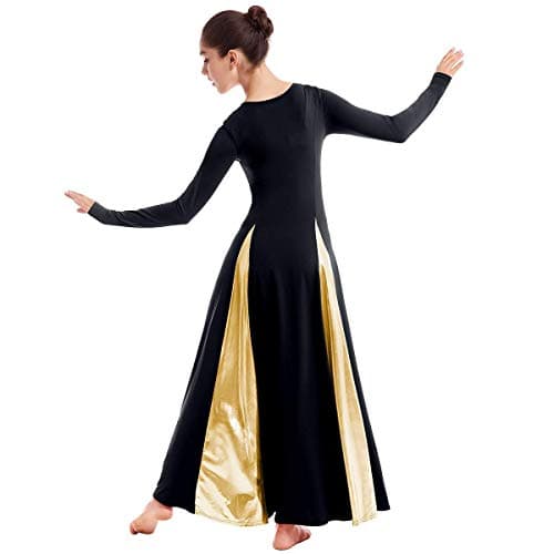 IMEKIS Women's Metallic Liturgical Dance Dress for Church Worship Costume