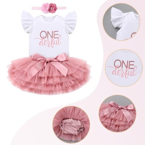 ODASDO Baby Girl Animal Theme 1st Birthday Cake Smash Outfit Set