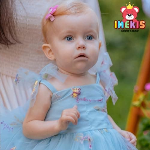 Toddler Baby Girl Birthday Princess Dress with Shiny Confetti – Boho Rainbow Cake Smash Outfit (1-6T)