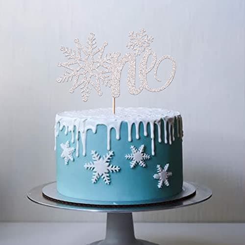 Rsstarxi 1 Pack Snowflake 1st Birthday Cake Topper Silver Glitter Party Decor