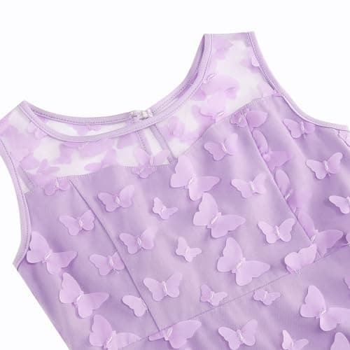 IWEMEK Girls Flower Embroidered Tulle Mesh Dress for Weddings & Birthdays