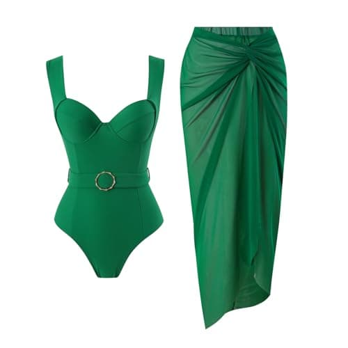 Women's One-Piece Swimsuit with Cover-up Sarong - Beach Outfit