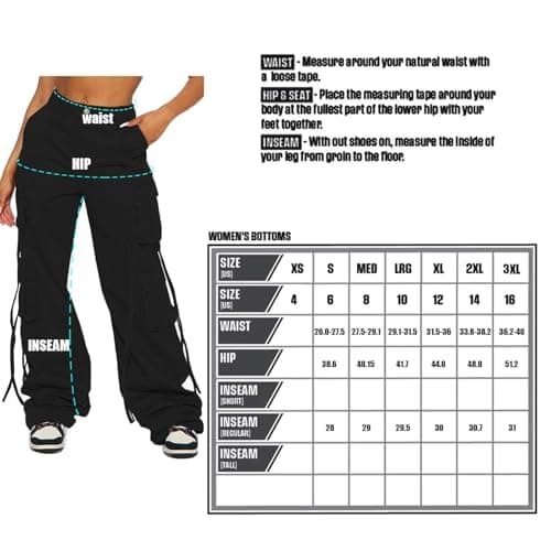 Fablinic Women's Y2K High-Wasted Straight Leg Cargo Pants with 6 Pockets