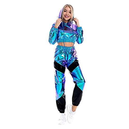 Metallic Hoodie and Sweatpants Set for Women by OBEEII
