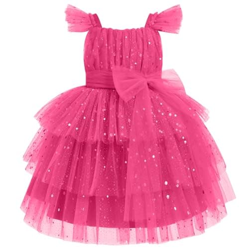 Sequin Party Dress for Toddler Girls: Butterfly Flower Pageant Tutu Dress for Photo Shoots (1-6T)