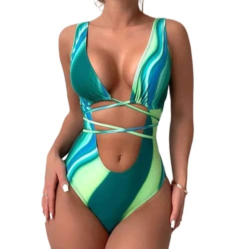 JUMISEE Women's Holographic Snakeskin Wrap Swim Suit