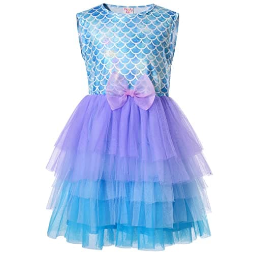 VASCHY Cute Ruffle Tulle Dress for Girls, Toddler to Big Kid Size 2-10T
