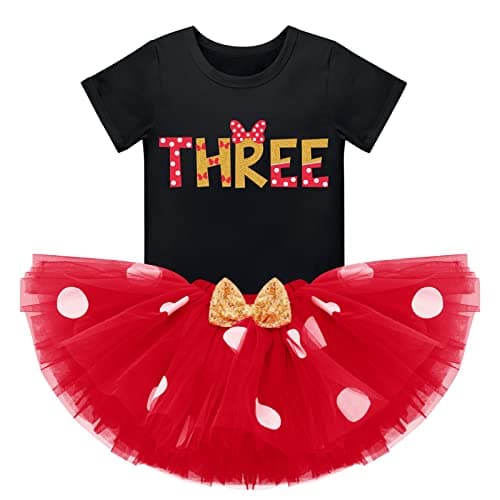 Kids Girls 3rd Birthday Cake Smash Outfit with Polka Dots Tutu Skirt
