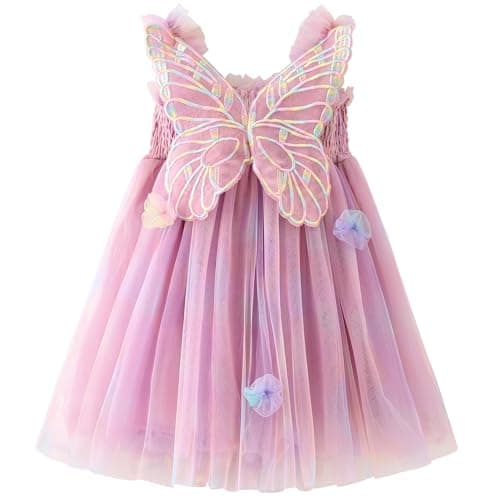 AGQT Baby Girls Butterfly Print Tulle Tutu Sundress 6M-6T