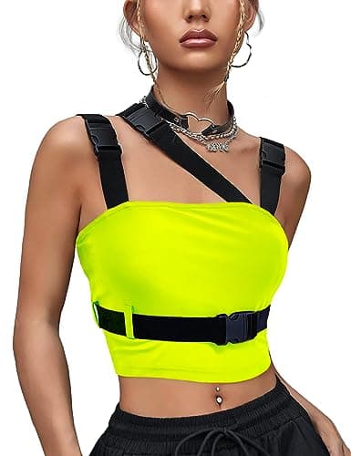 CYCLAMEN Women's Buckle Tube Crop Cami Tops