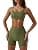 Workout Sets for Women 2 Piece Twist Front Halter Sports Bras High Waist Booty Shorts Exercise Gym Yoga Outfit