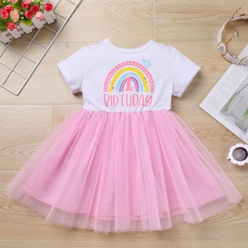 Boho Rainbow Birthday Dress for Toddler Girl - Cake Smash Photo Shoot
