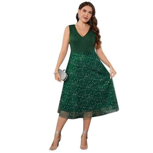 Women's Plus Size Sequin Mesh Cocktail Party Dress