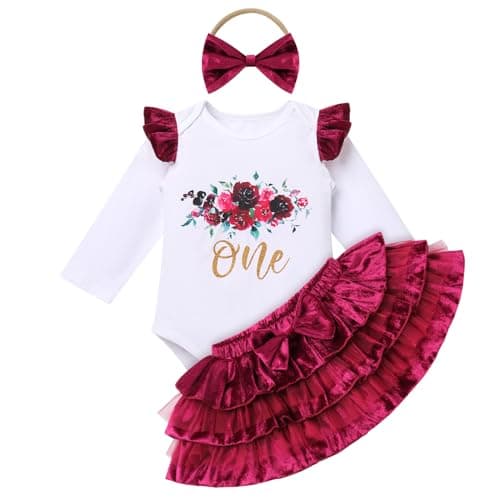 IBTOM CASTLE Baby Girl Velvet Romper Bow Headband Christmas Outfit