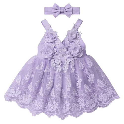 Butterfly Lace Romper Dress for Newborn Baby Girl's 1st Birthday