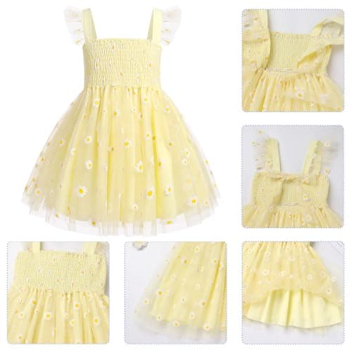 IMEKIS Toddler Girls Boho Backless Floral Confetti Formal Tulle Dress