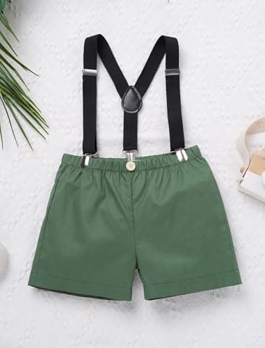 IMEKIS Baby Boys 1st Birthday Jungle Safari Romper Suspenders Shorts Hat Set