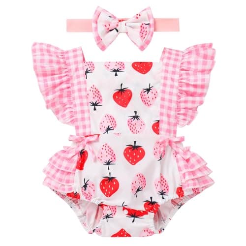 IMEKIS Baby Girl Boho Romper & Headband Summer Outfit