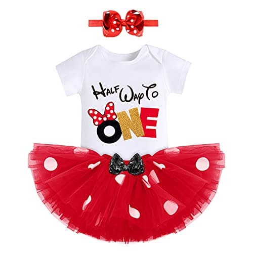 IMEKIS Baby Girls 1st Birthday Tutu Romper with Polka Dots & Mouse Ears Costume