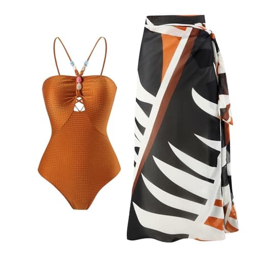 Women's One-Piece Swimsuit with Cover-up Sarong - Beach Outfit