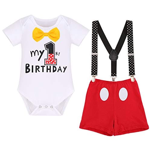 IMEKIS Baby Boys 1st Birthday Halloween Tuxedo Costume Romper Shorts