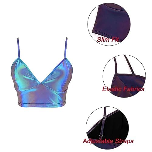 Reflective Crop Top for Women, Festival Rave Outfits and Girls Club Tank Vest