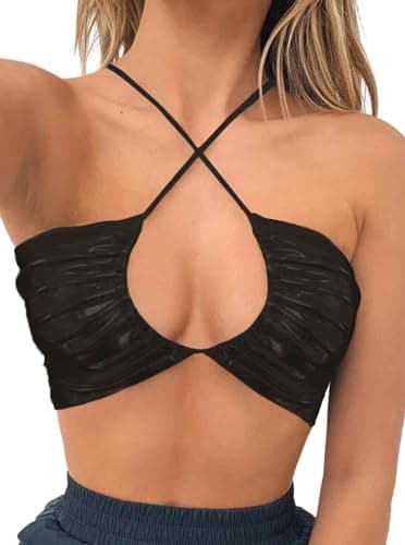 Square Neck Buckle Strap Cami Crop Tube Top