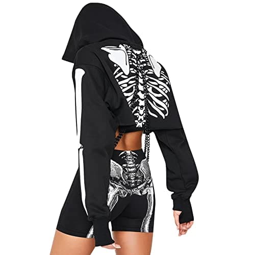 Gothic Punk Lace Hoodie Crop Top for Women