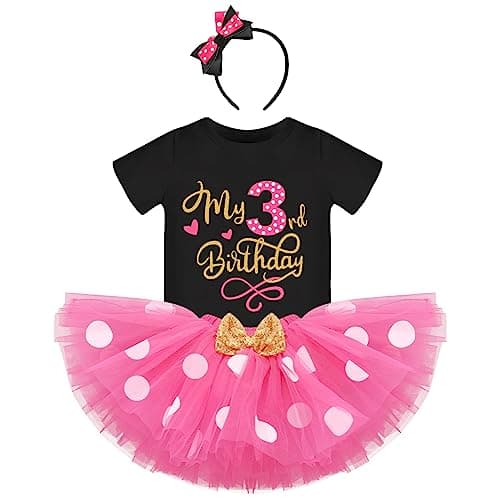 IBTOM CASTLE Polka Dots Romper Tutu Dress for Baby Girls Birthday Outfit