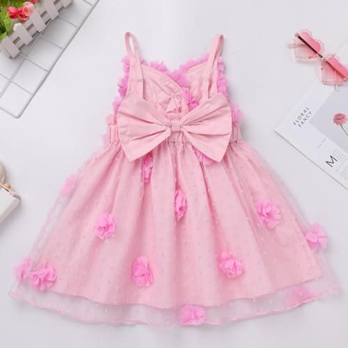 IMEKIS Newborn Baby Girl Flower Backless Tulle Dress for Birthday