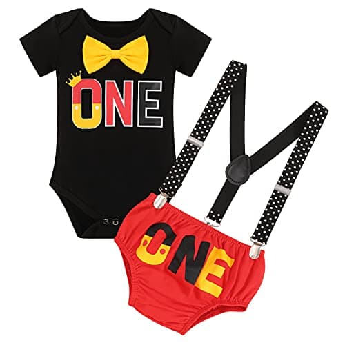 IBTOM CASTLE Baby Boys First Birthday Cake Smash Outfit Gentleman Tuxedo Clothes Set