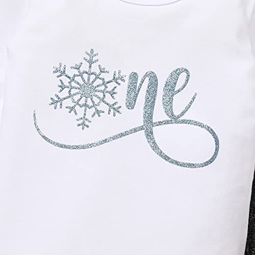 Baby Girls' Snowflake 1st Birthday Outfit: Romper, Tutu Skirt, and Headband for Winter Parties and Cake Smash Photos