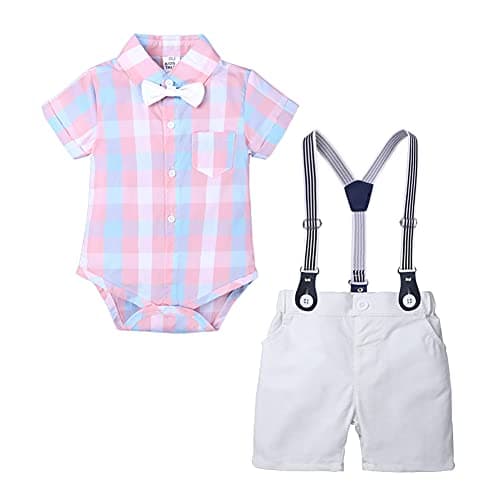Baby Boys Gentleman Outfit featuring Bowtie Romper