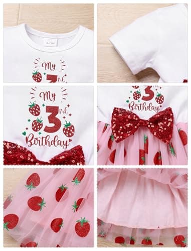 IMEKIS Baby Girls 1st & 2nd Birthday Outfit with Dress & Tutu Set