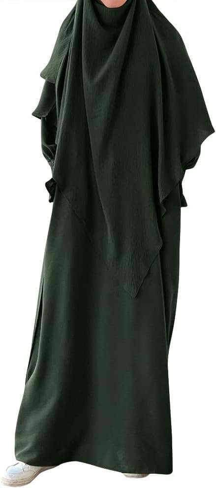 Women Muslim Abayas Modest Prayer Dress with Hijab Robe Islamic Dubai Middle East Dubai Kaftan Outfit Formal Clothes
