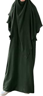 Women Muslim Abayas Modest Prayer Dress with Hijab Robe Islamic Dubai Middle East Dubai Kaftan Outfit Formal Clothes