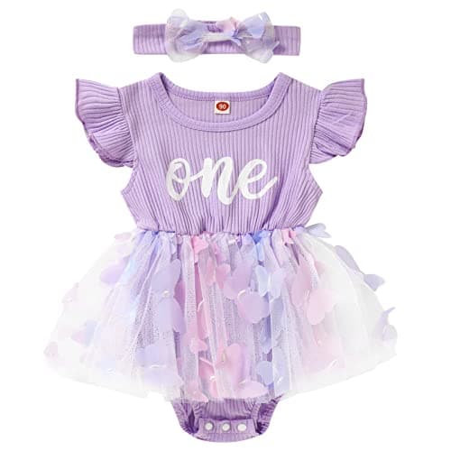 GRNSHTS Baby Girl 1st Birthday Romper & Headband for Princess Photo Shoot