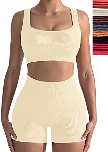 Niyokki Women's Seamless Crop Tops & Leggings Workout Set