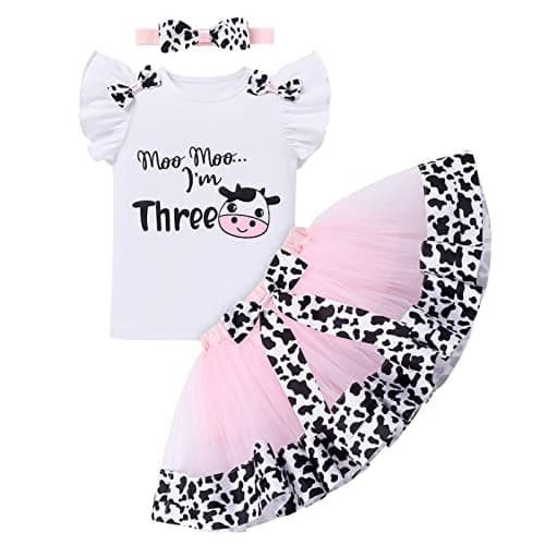 IMEKIS Baby Girl 1st Birthday Outfit with Romper and Tutu Skirt