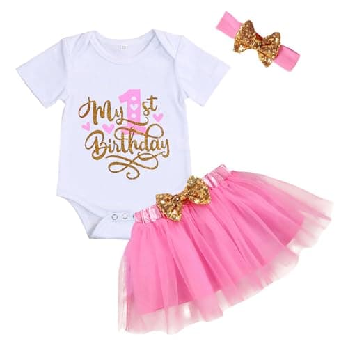 GRNSHTS Baby Girl 1st Birthday Cake Smash Tutu Outfit Set