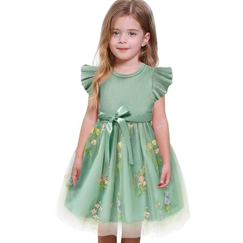 Sinhoon Toddler Girl Tulle Summer Ruffle Dresses 1-6Y