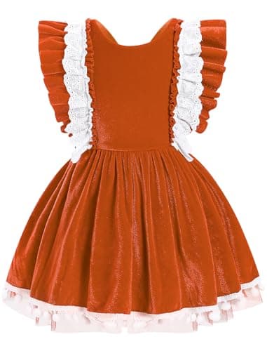 IMEKIS Newborn Baby Girl Velvet Christmas Romper Tulle Dress